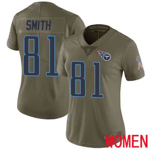 Tennessee Titans Limited Olive Women Jonnu Smith Jersey NFL Football #81 2017 Salute to Service->women nfl jersey->Women Jersey
